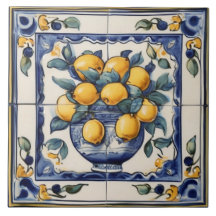  citroenkunst Traditionele Blauwe & Gele Citroenen