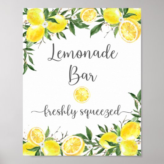 Citroenlimonade Bar Groene Goud Bruiloft Bord Poster (Voorkant)