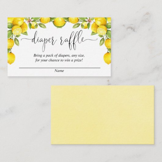 Citroenluier verloting kaarten, zoete citroenen informatiekaartje (Voorkant / Achterkant)