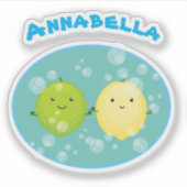 citroenmeling limoen cartoon citrusvruchten sticker (Voorkant)