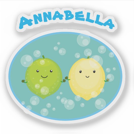 citroenmeling limoen cartoon citrusvruchten sticker (Voorkant)