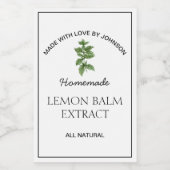 Citroenmelisse Extract Label Wijn Etiket (Enkel label)