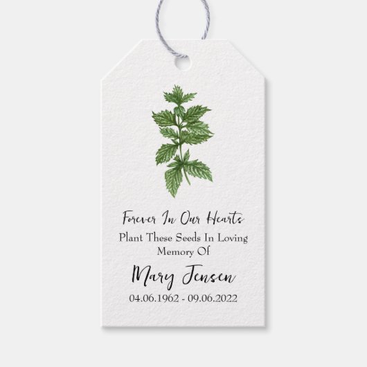 Citroenmelisse Seed Packet Memorial begrafenis Cadeaulabel (Voorkant)