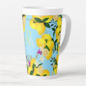 Citroenmonogram blauw latte mok (Rechterhoek)