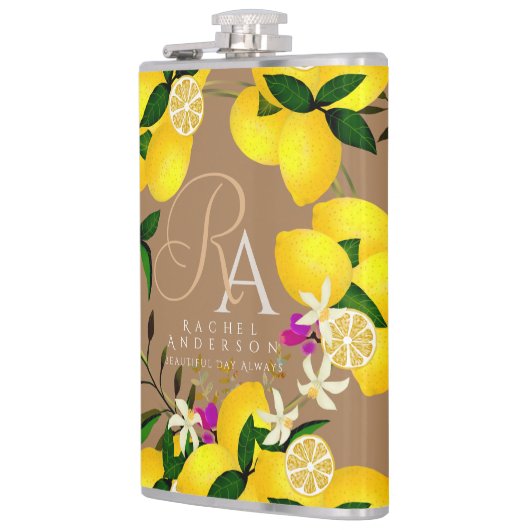 Citroenmonogram bruin heupfles (Links)