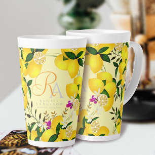 Citroenmonogram geel latte mok