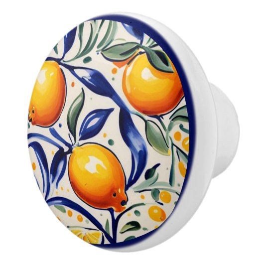 Citroenmotief Mediterraan Italiaans Citrusfruit Keramische Knop (Rechts)
