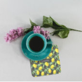 Citroenpatroon aangepaste naam geel grijs kartonnen onderzetters