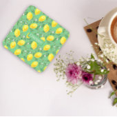 Citroenpatroon aangepaste naam geel groen kartonnen onderzetters