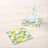 Citroenpatroon aangepaste naam geel kartonnen onderzetters (Insitu)