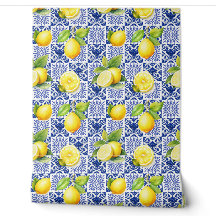 Citroenpatroon Blauw Wit Mediterraan Citrus
