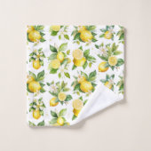 Citroenpatroon, citroenbloemen, bladeren, citrus bad handdoek (Wasdoekje)
