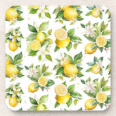 Citroenpatroon, citroenbloemen, bladeren, citrus bier onderzetter (Voorkant)