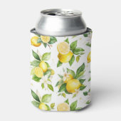 Citroenpatroon, citroenbloemen, bladeren, citrus blikjeskoeler (Blikje Voorkant)