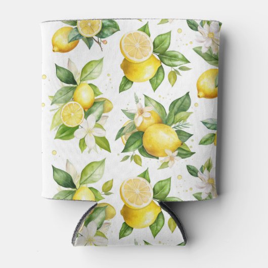 Citroenpatroon, citroenbloemen, bladeren, citrus blikjeskoeler (Voorkant)