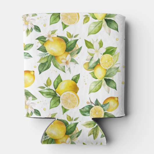 Citroenpatroon, citroenbloemen, bladeren, citrus blikjeskoeler (Achterkant)