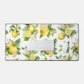 Citroenpatroon, citroenbloemen, bladeren, citrus bureaumat (Keyboard & Muis)
