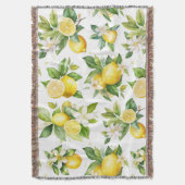 Citroenpatroon, citroenbloemen, bladeren, citrus deken (Voorkant Verticaal)