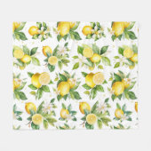 Citroenpatroon, citroenbloemen, bladeren, citrus fleece deken (Voorkant (Horizontaal))