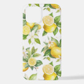 Citroenpatroon, citroenbloemen, bladeren, citrus iPhone hoesje (Achterkant)