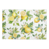 Citroenpatroon, citroenbloemen, bladeren, citrus kussensloop (Achterkant)