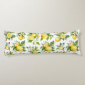 Citroenpatroon, citroenbloemen, bladeren, citrus lichaamskussen (Achterkant)