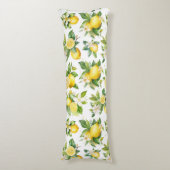 Citroenpatroon, citroenbloemen, bladeren, citrus lichaamskussen (Voorkant Verticaal)