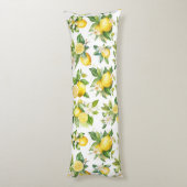 Citroenpatroon, citroenbloemen, bladeren, citrus lichaamskussen (Achterkant (Verticaal))