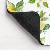 Citroenpatroon, citroenbloemen, bladeren, citrus muismat (Hoek)