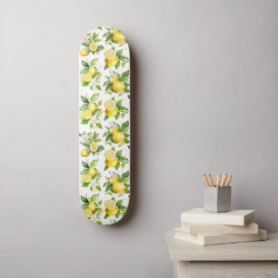 Citroenpatroon, citroenbloemen, bladeren, citrus persoonlijk skateboard