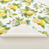 Citroenpatroon, citroenbloemen, bladeren, citrus sherpa deken (3/4)