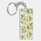 Citroenpatroon, citroenbloemen, bladeren, citrus sleutelhanger (Voorkant Links)