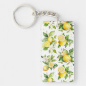 Citroenpatroon, citroenbloemen, bladeren, citrus sleutelhanger (Voorkant)