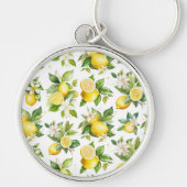 Citroenpatroon, citroenbloemen, bladeren, citrus sleutelhanger (Voorkant)
