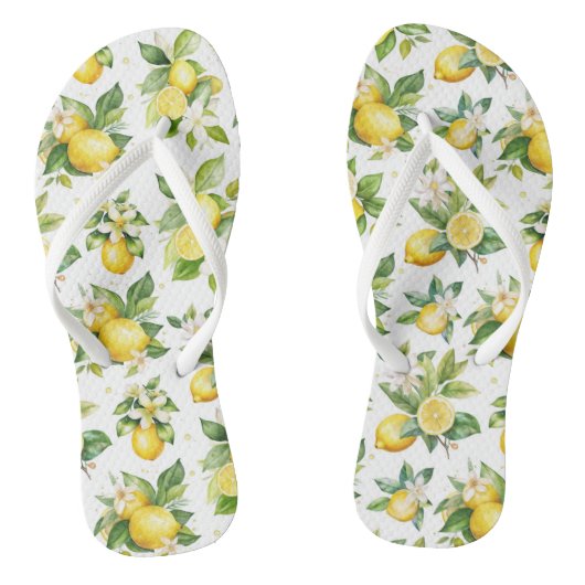 Citroenpatroon, citroenbloemen, bladeren, citrus teenslippers (Voetbed)
