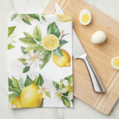 Citroenpatroon, citroenbloemen, bladeren, citrus theedoek (Quarter Fold)