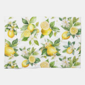 Citroenpatroon, citroenbloemen, bladeren, citrus theedoek (Horizontaal)