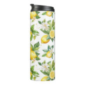 Citroenpatroon, citroenbloemen, bladeren, citrus thermosbeker (Geroteerd rechts)