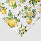 Citroenpatroon, citroenbloemen, bladeren, citrus tissuepapier (Detail)