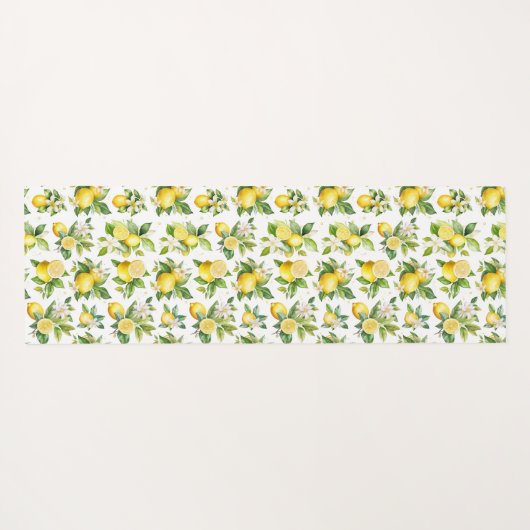 Citroenpatroon, citroenbloemen, bladeren, citrus yogamat (Achterkant (horizontaal))