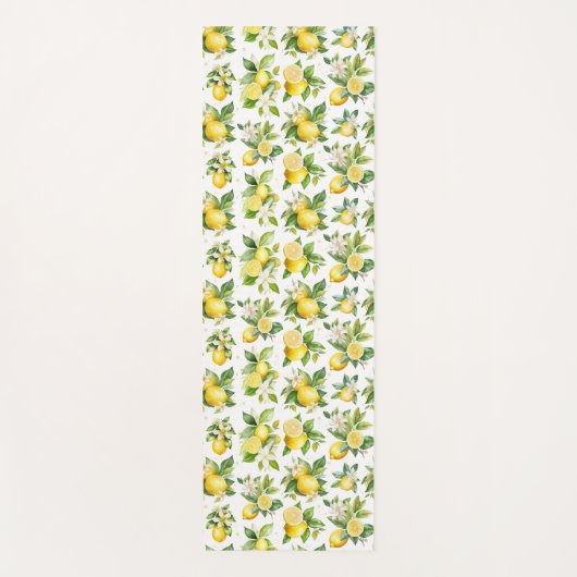 Citroenpatroon, citroenbloemen, bladeren, citrus yogamat (Voorkant)