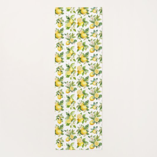 Citroenpatroon, citroenbloemen, bladeren, citrus yogamat (Achterkant)