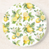 Citroenpatroon, citroenbloemen, bladeren, citrus zandsteen onderzetter (Voorkant)