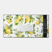 Citroenpatroon, citroenbloemen, bladeren, Jouw naa Bureaumat (Keyboard & Muis)