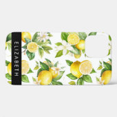 Citroenpatroon, citroenbloemen, bladeren, Jouw naa Case-Mate iPhone Case (Achterkant (horizontaal))