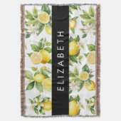 Citroenpatroon, citroenbloemen, bladeren, Jouw naa Deken (Voorkant Verticaal)