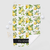 Citroenpatroon, citroenbloemen, bladeren, Jouw naa Golfhanddoek (Insitu)