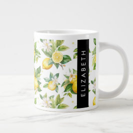 Citroenpatroon, citroenbloemen, bladeren, Jouw naa Grote Koffiekop