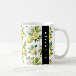 Citroenpatroon, citroenbloemen, bladeren, Jouw naa Koffiemok