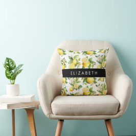 Citroenpatroon, citroenbloemen, bladeren, Jouw naa Kussen